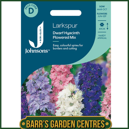 Johnsons - Larkspur Dwarf Hyacinth Flowered Mix - 300 Seeds