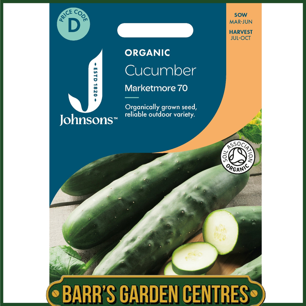 Johnsons - Organic Vegetable - Cucumber Marketmore 70 - 20 Seeds