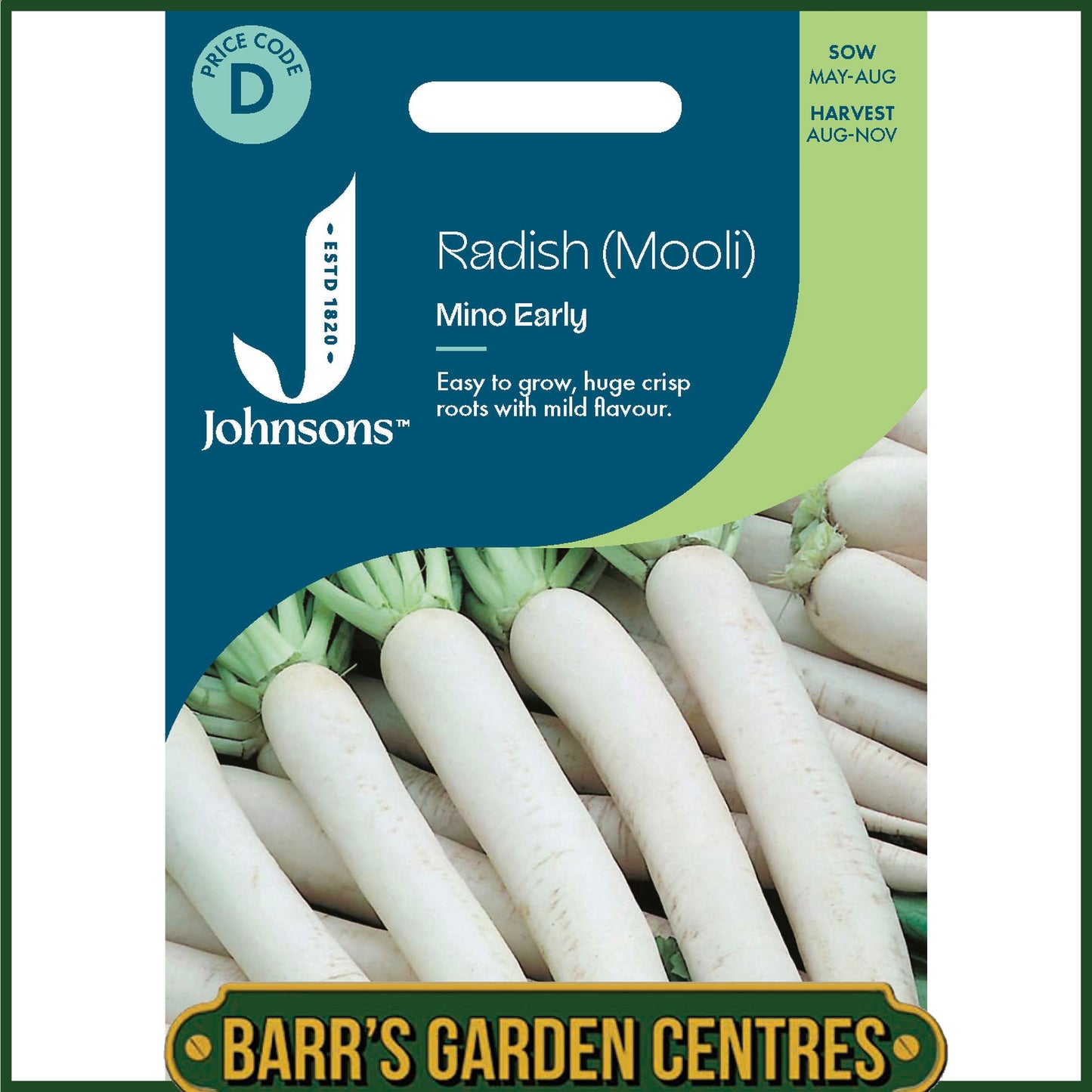 Johnsons - Radish (mooli) Mino Early - 150 Seeds