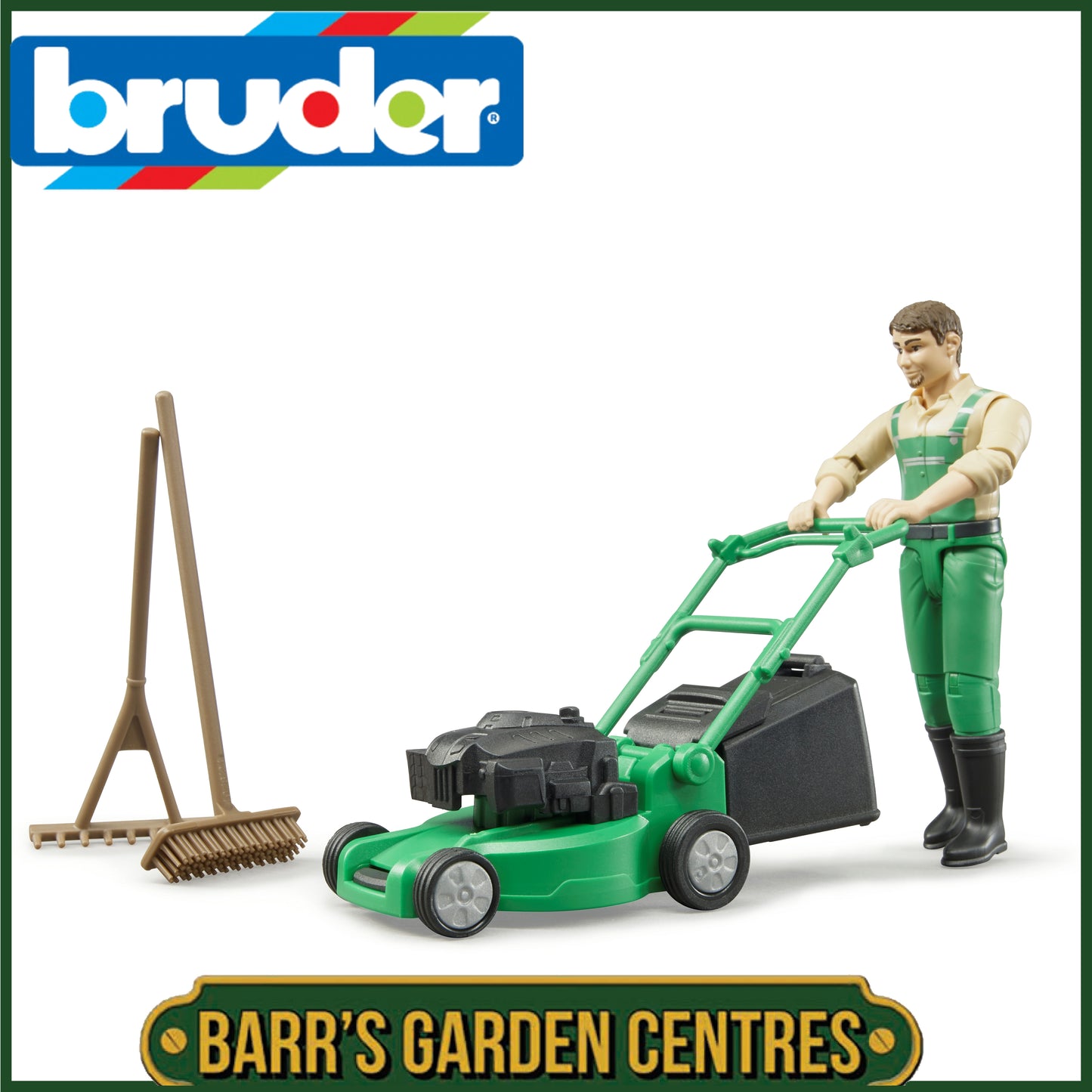 BRUDER Gardener with Mower & Equipment