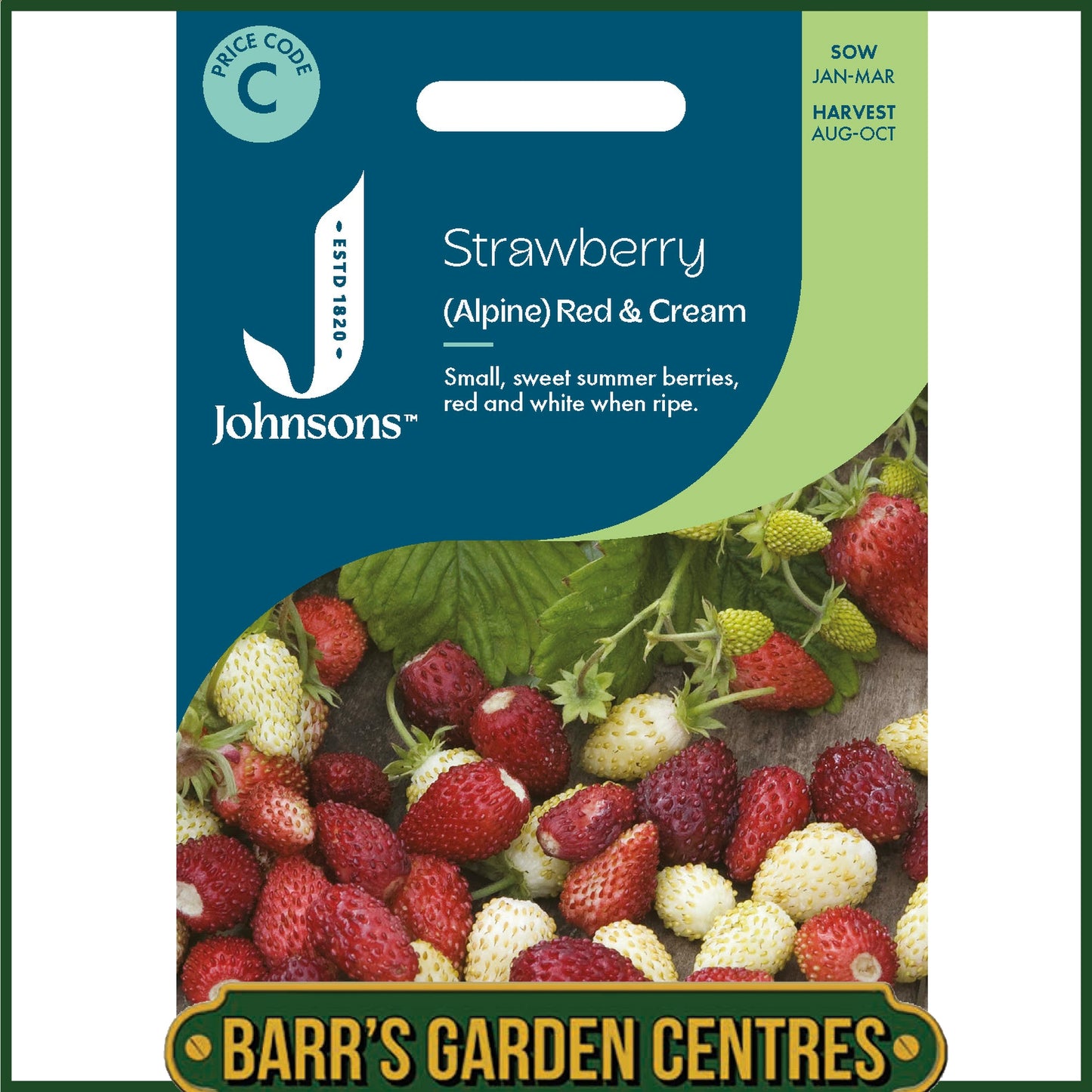 Johnsons - Strawberry (alpine) Red & Cream - 150 Seeds