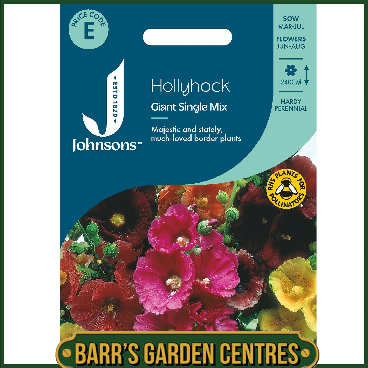 Johnsons - Hollyhock Giant Single Mix - 50 Seeds