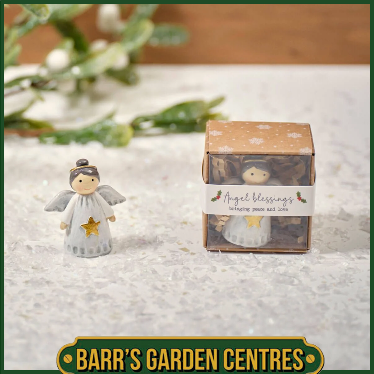 Christmas Tiny World Resin Angel Keepsake Ornament With Gift Box