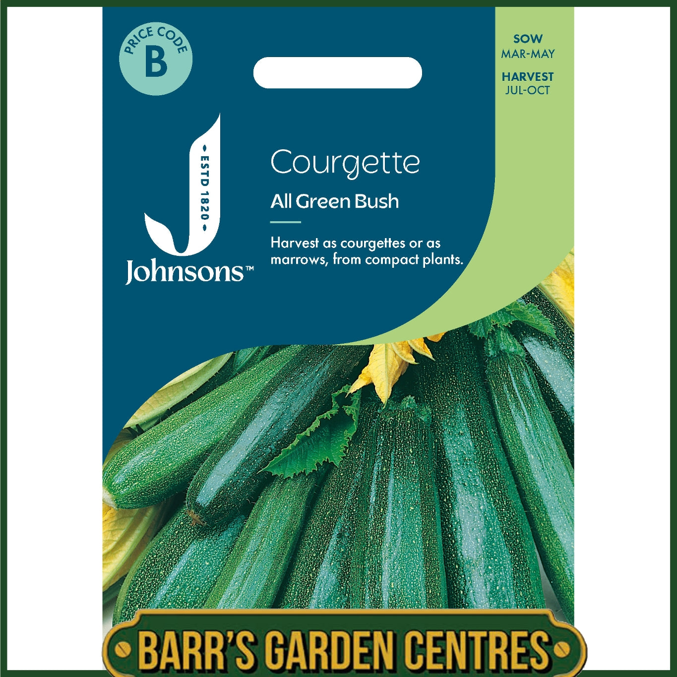 Johnsons - Courgette All Green Bush - 10 Seeds