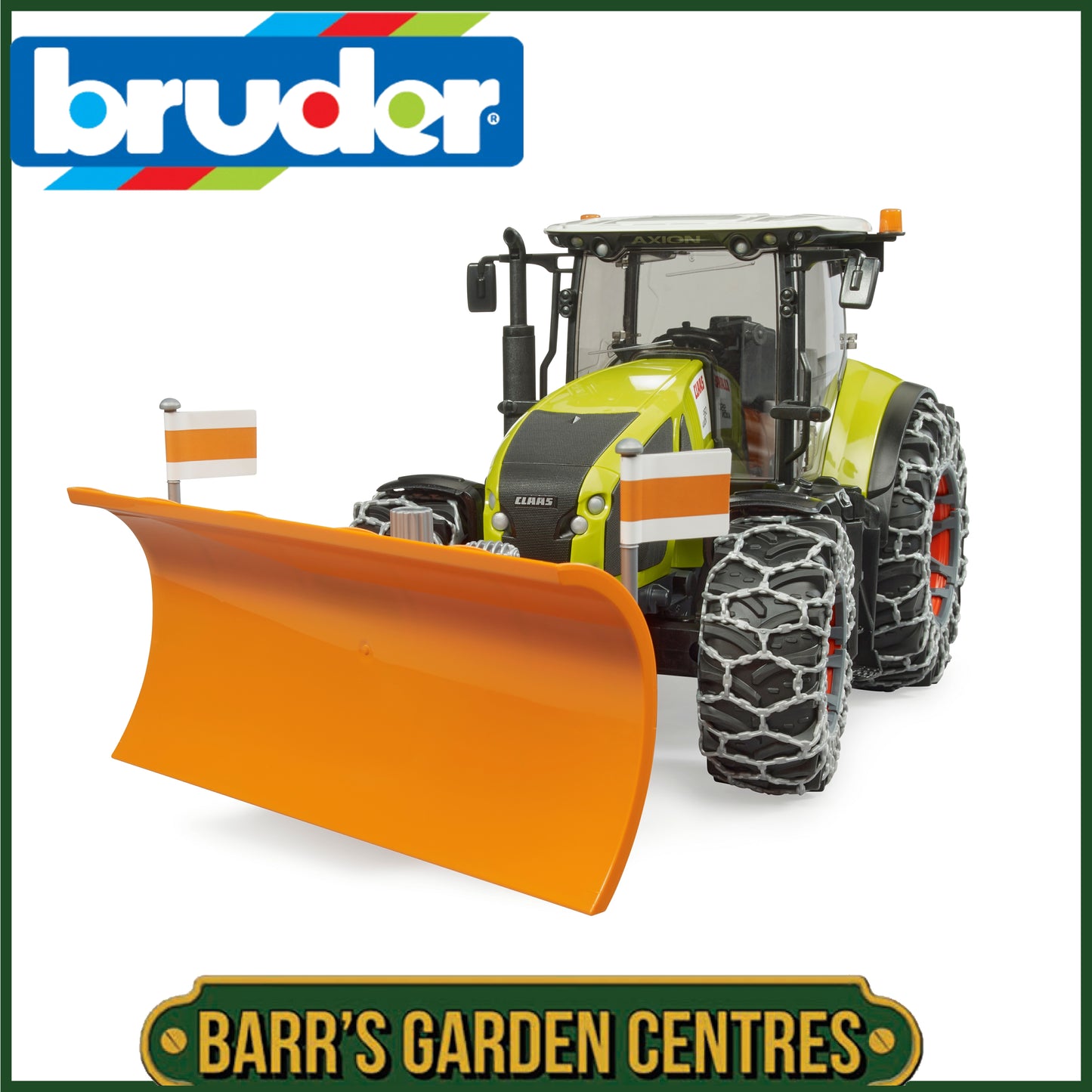 BRUDER Claas Axion 950 with Snow Chains and Plough Blade