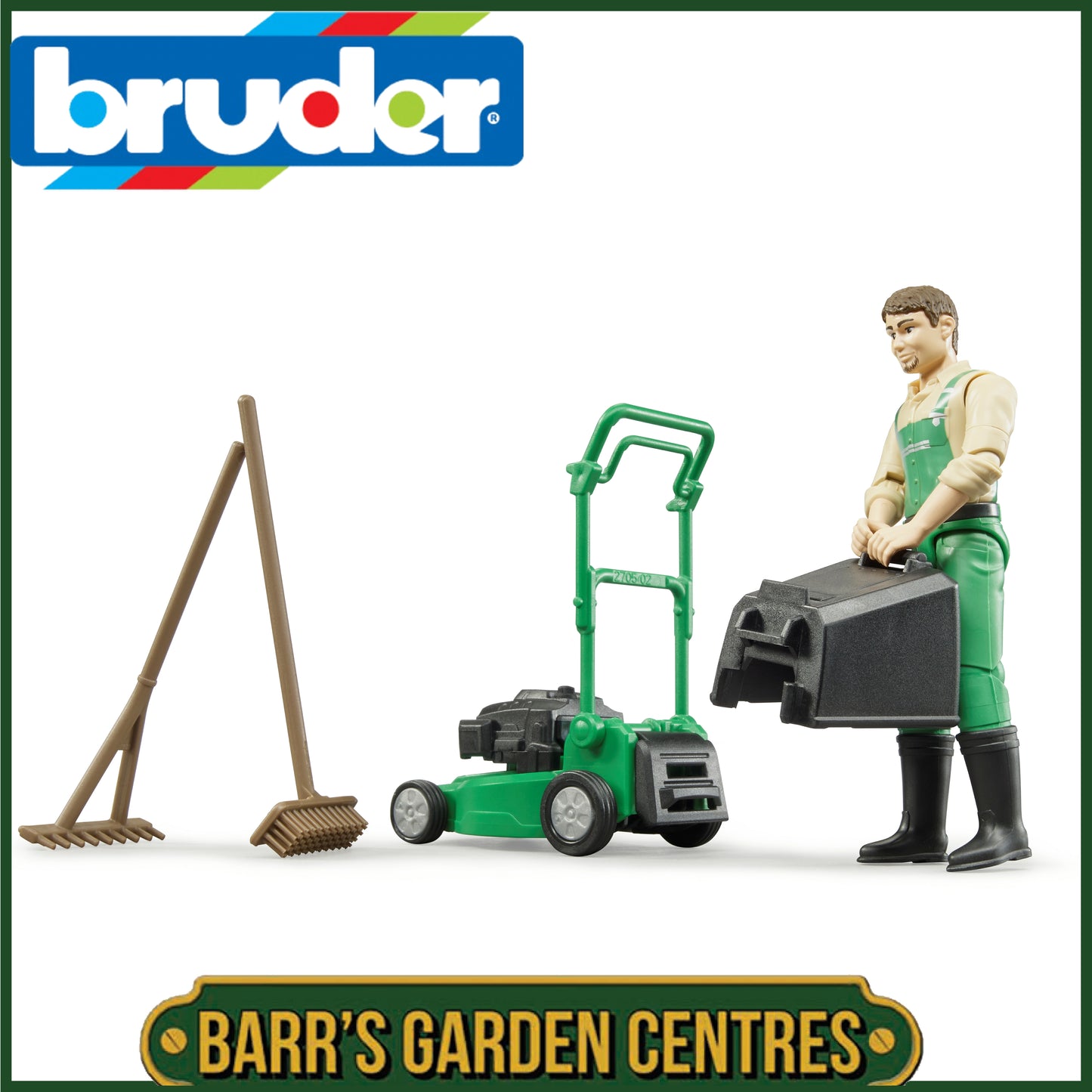 BRUDER Gardener with Mower & Equipment