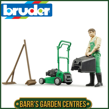 BRUDER Gardener with Mower & Equipment