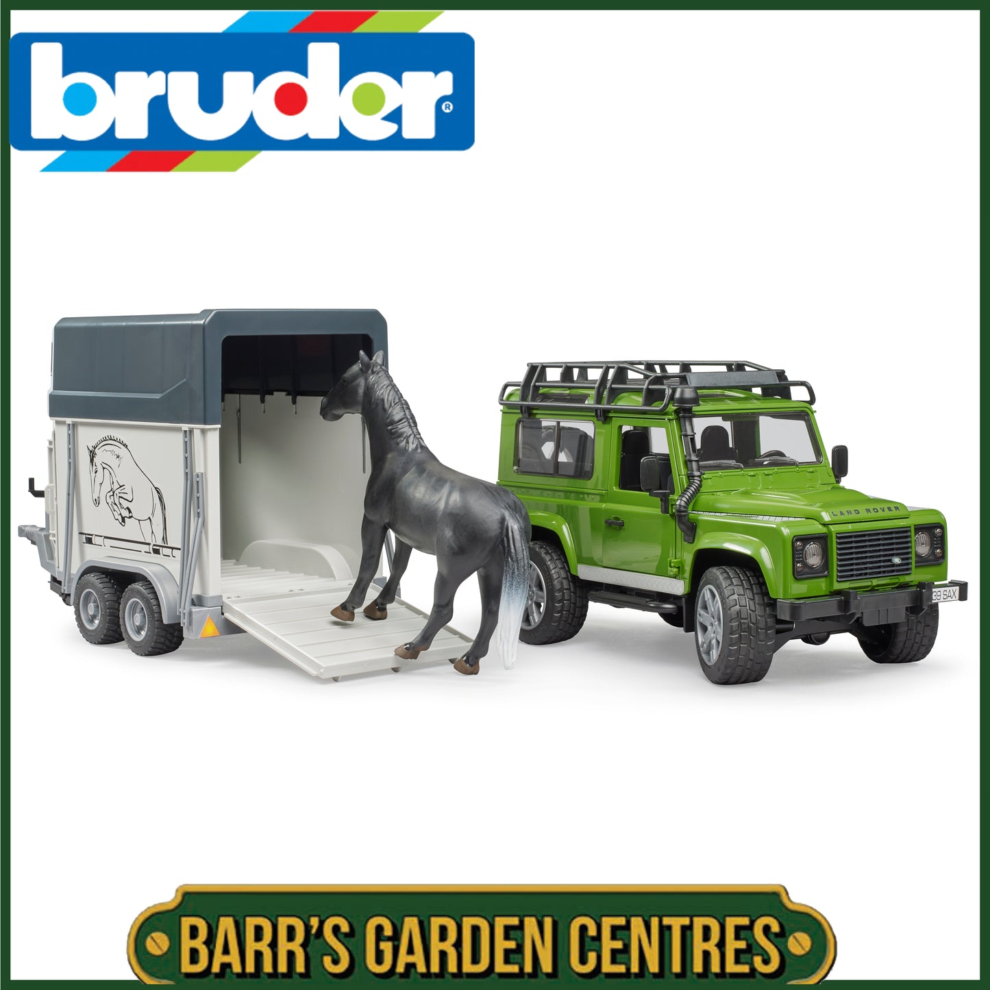 BRUDER Land Rover Defender With Horse Trailer