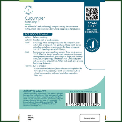 Johnsons - Cucumber Minicrisp F1 - 5 Seeds
