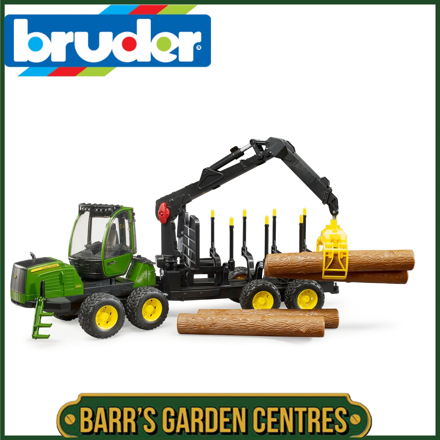 BRUDER John Deere 1210E Forwarder With 4 Trunks And Grab