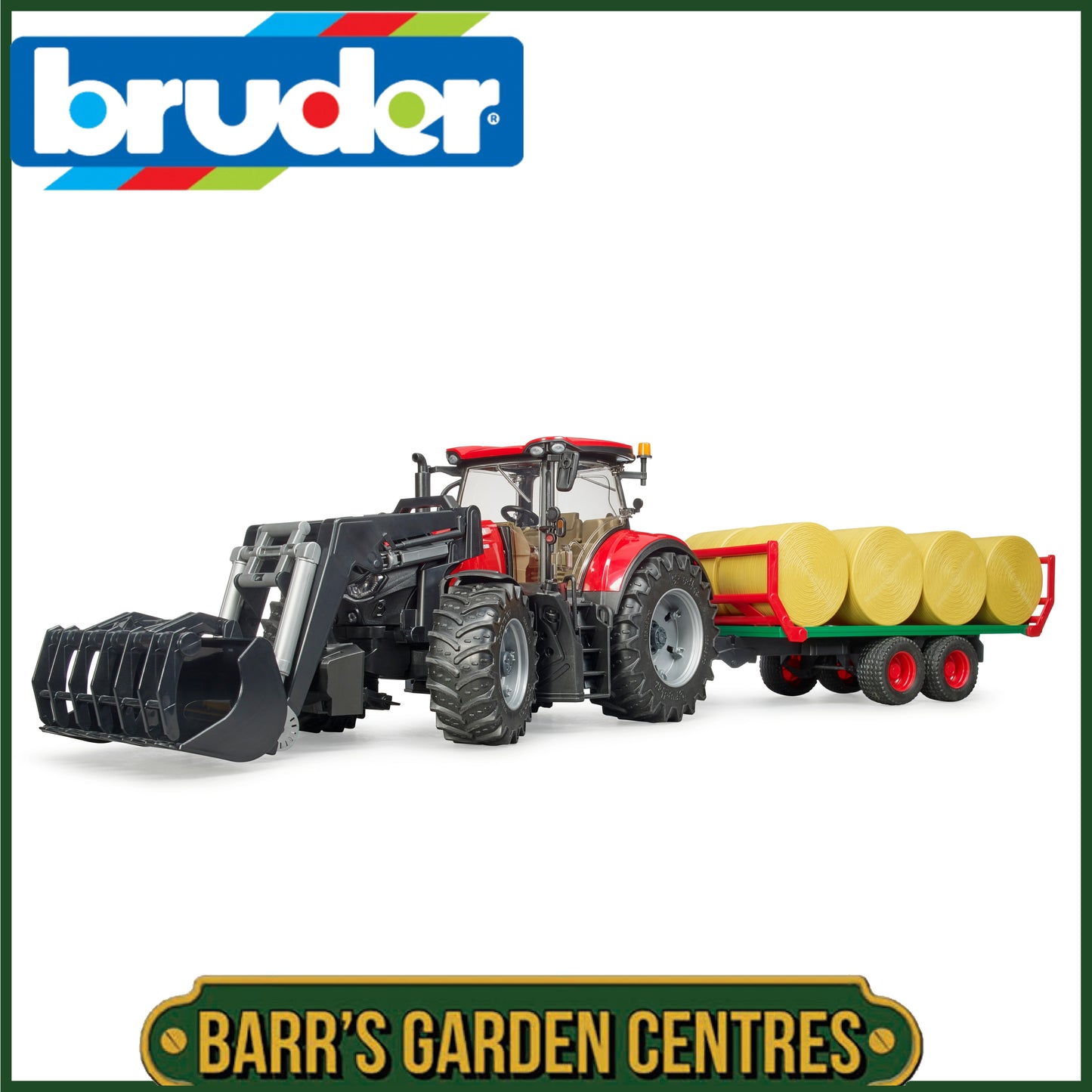 BRUDER Case IH Optum 300CVX + bale transport trailer