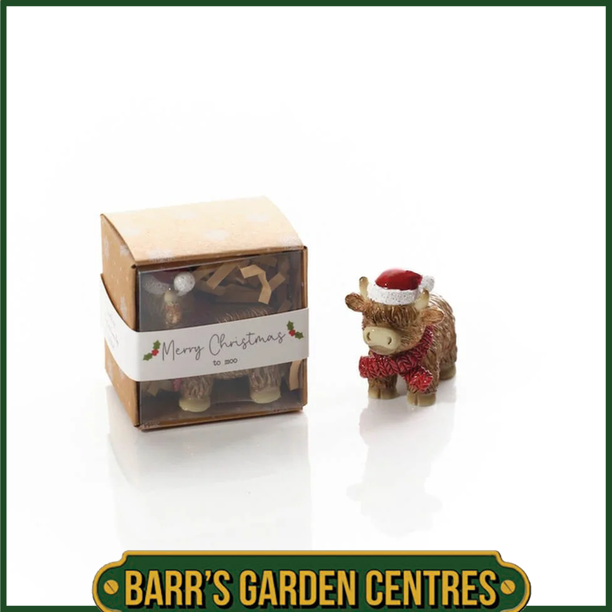 Christmas Tiny World Resin Highland Cow Keepsake Ornament With Box