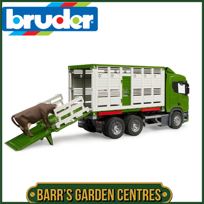 BRUDER Scania Super 560R Cattle transportation truck with 1 cattle