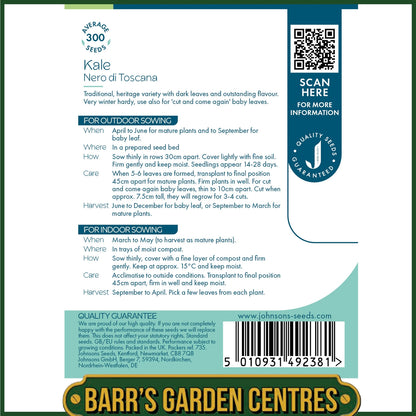 Johnsons - Kale Nero Di Toscana - 300 Seeds
