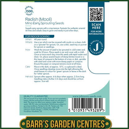 Johnsons - Radish (mooli) Sprouting Seeds - 1500 Seeds