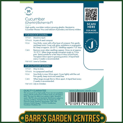 Johnsons - Cucumber (gherkin) Bohemia F1 - 20 Seeds