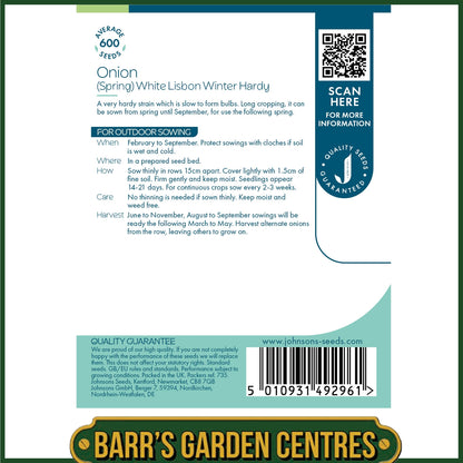 Johnsons -  Onion (spring) White Lisbon Winter Hardy - 600 Seeds