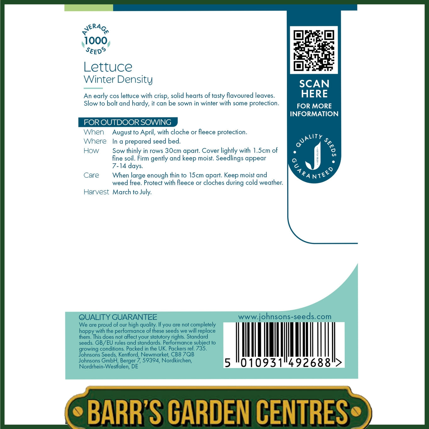 Johnsons - Lettuce Winter Density - 1000 Seeds
