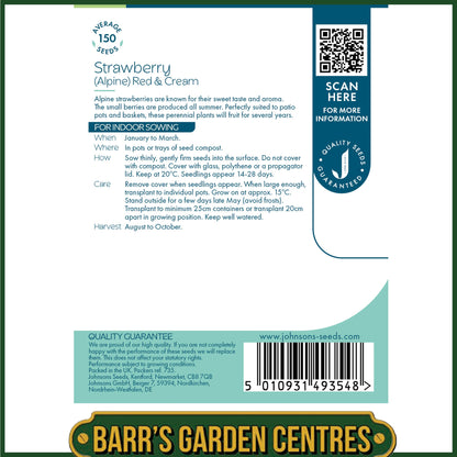 Johnsons - Strawberry (alpine) Red & Cream - 150 Seeds