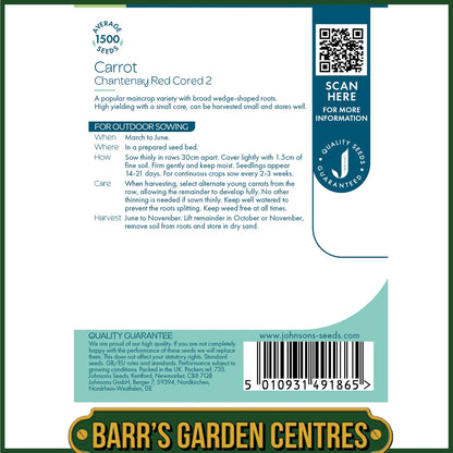 Johnsons - Carrot Chantenay Red Cored 2 - 1500 Seeds