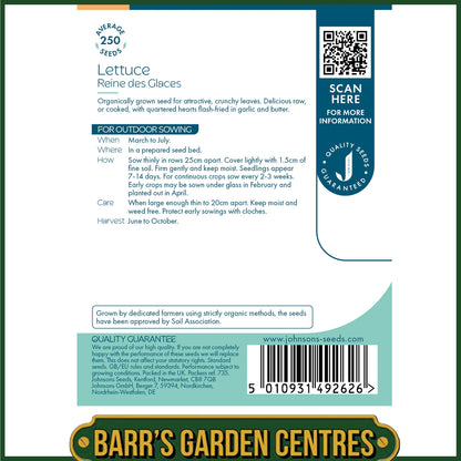 Johnsons - Organic Vegetable - Lettuce Reine Des Glaces - 250 Seeds