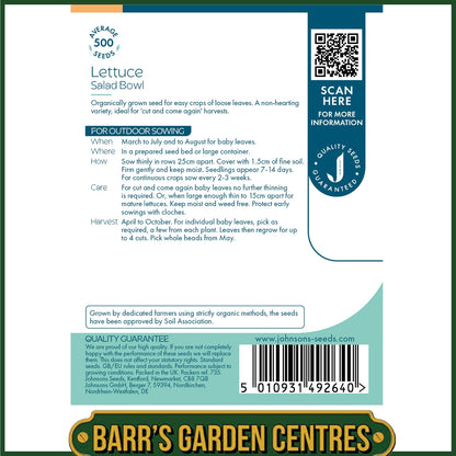 Johnsons - Organic Vegetable - Lettuce Salad Bowl - 500 Seeds