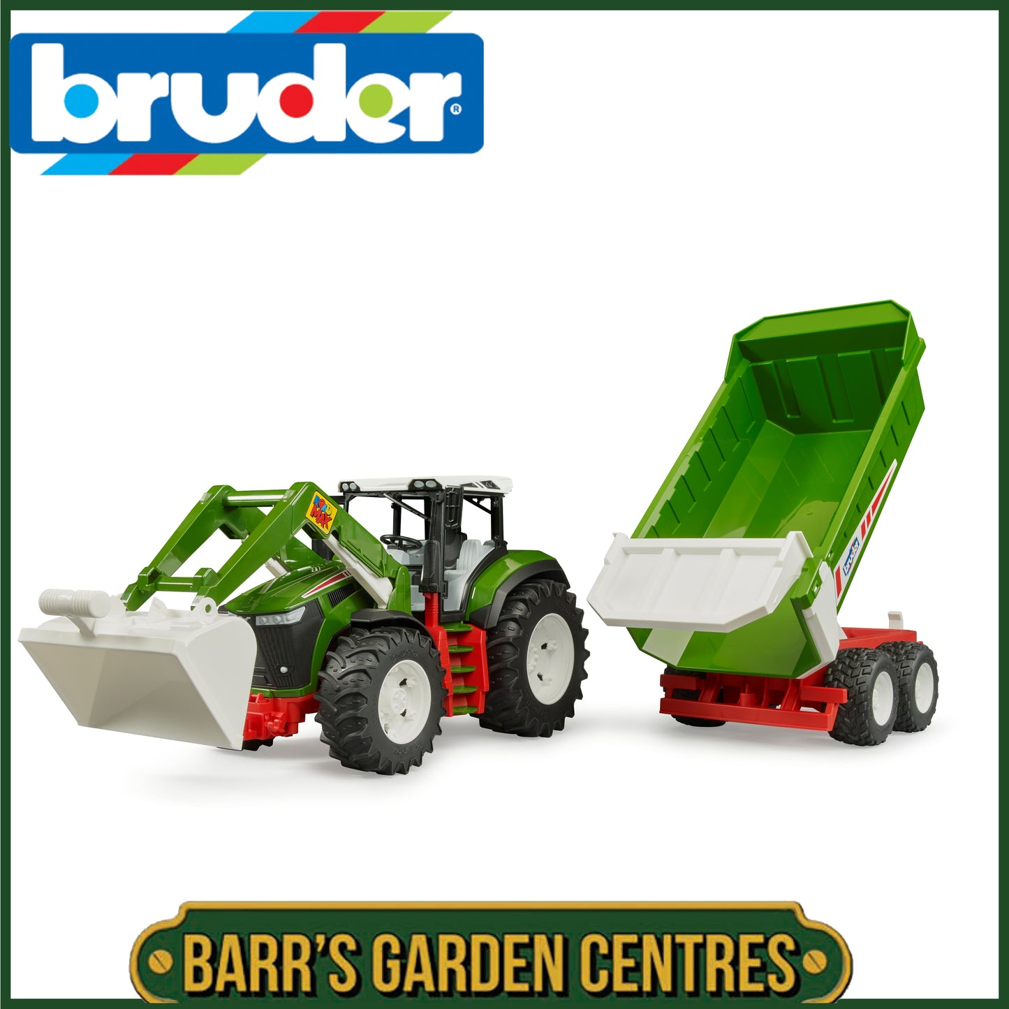 BRUDER Roadmax Tractor With Front Loader And Rear Tipper