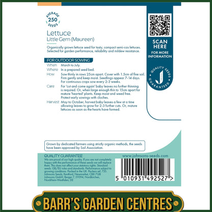 Johnsons - Organic Vegetable - Lettuce Little Gem Maureen - 250 Seeds