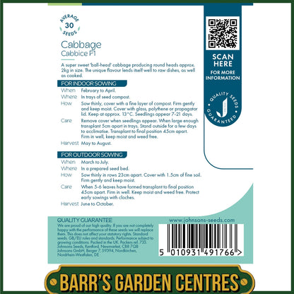Johnsons - Cabbage Cabbice F1 - 30 Seeds