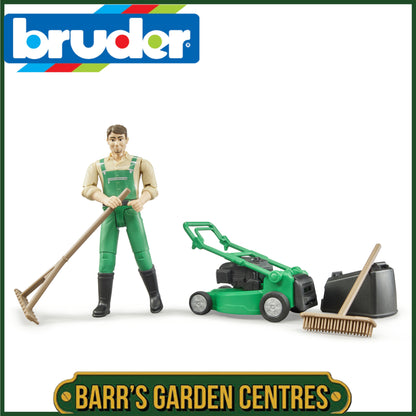 BRUDER Gardener with Mower & Equipment