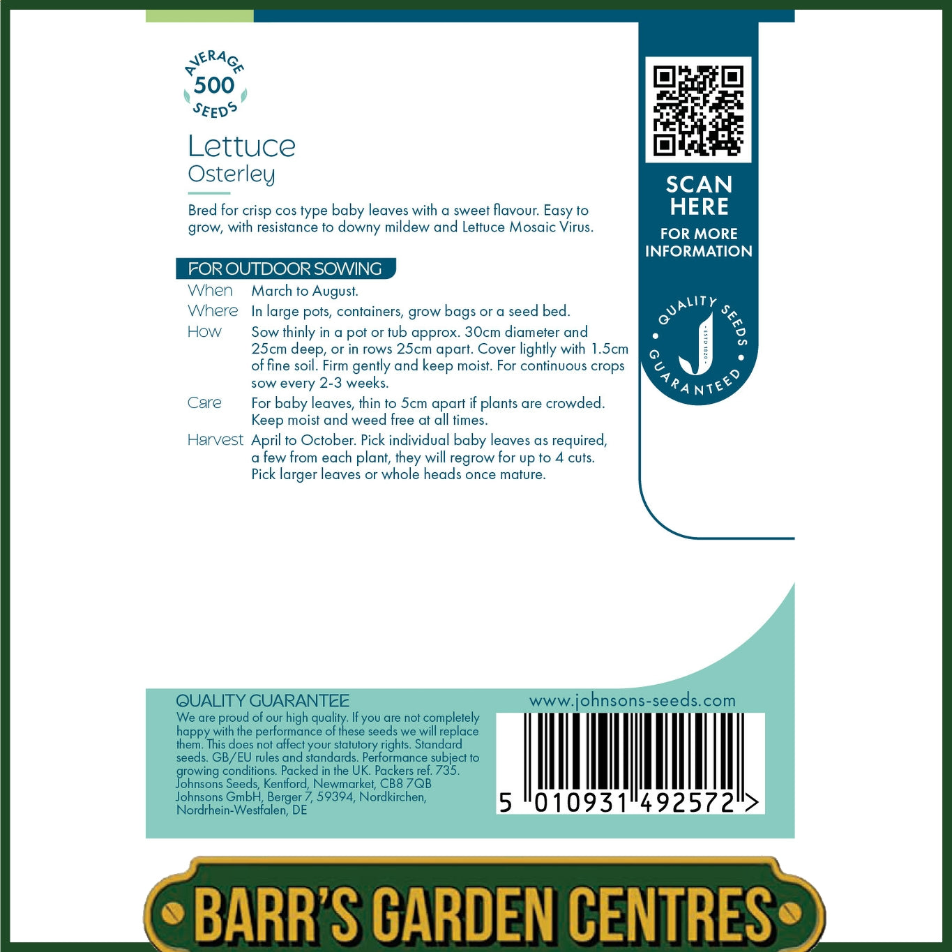 Johnsons - Lettuce Osterley - 500 Seeds