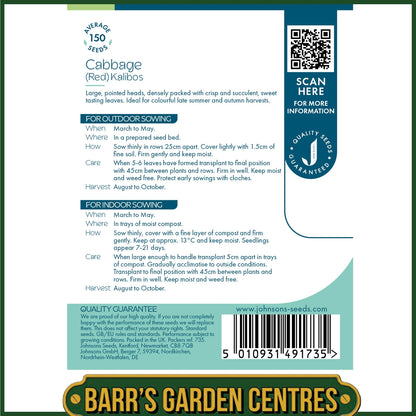 Johnsons - Cabbage (red) Kalibos - 150 Seeds