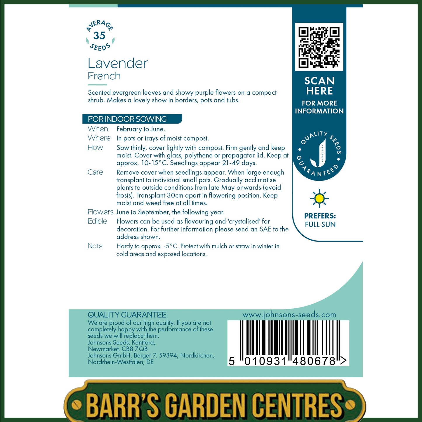 Johnsons - Lavender French - 35 Seeds