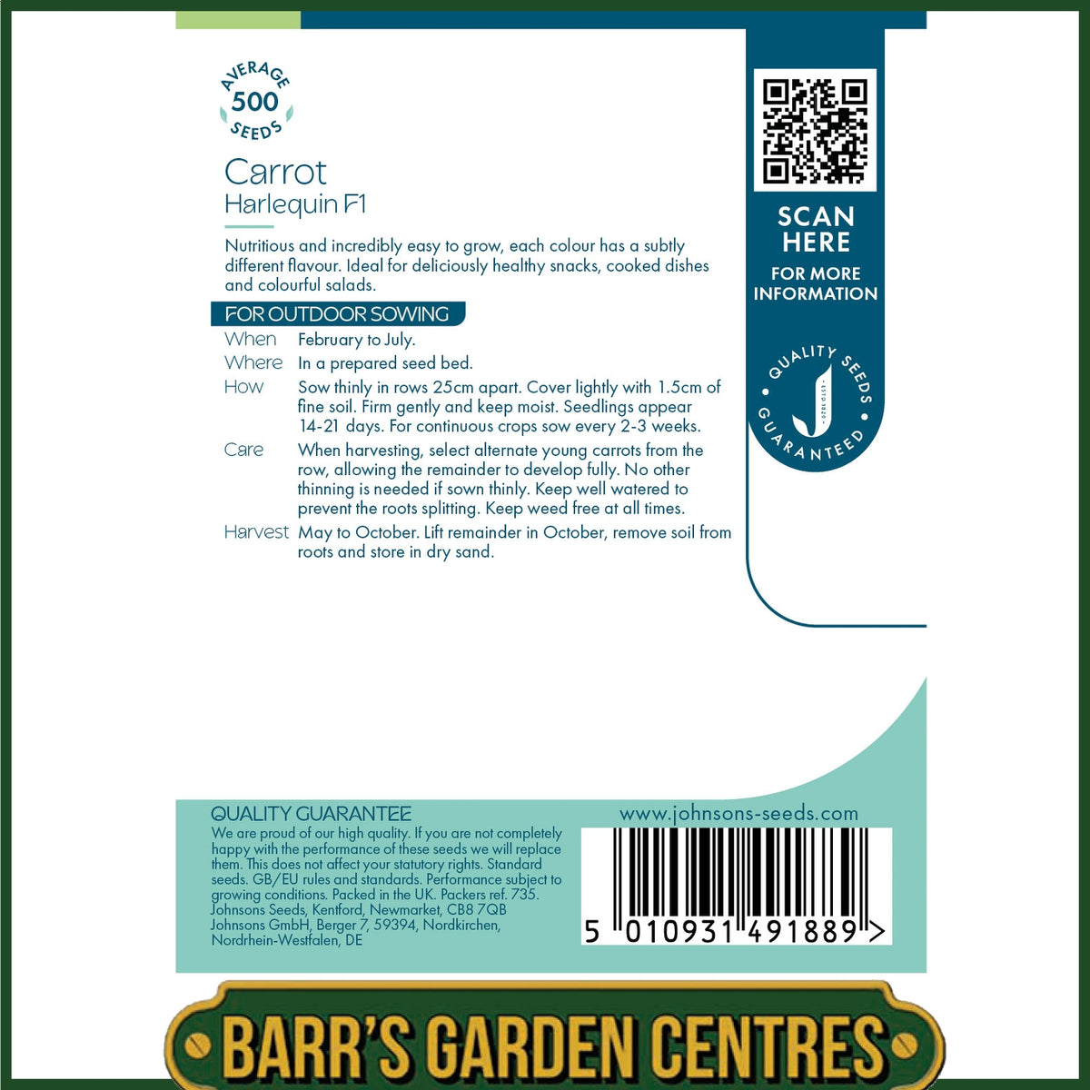 Johnsons - Carrot Harlequin F1 - 500 Seeds