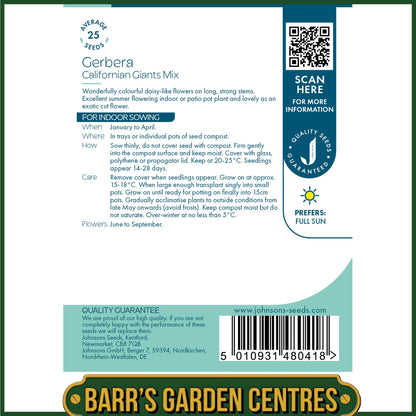 Johnsons - Gerbera Californian Giants Mix - 25 Seeds