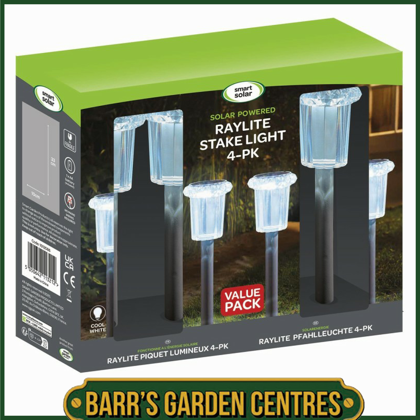 Smart Solar 4PK Solar Raylite Cool White Stake Lights