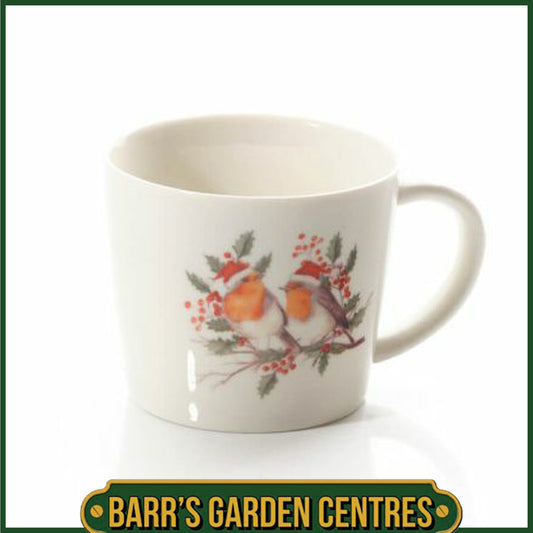 Festive Robin with Berries Stoneware Mug