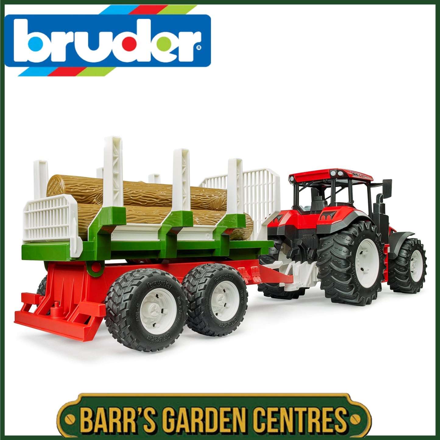 BRUDER ROADMAX Tractor with Forwarding Trailer and 3 Tree Trunks