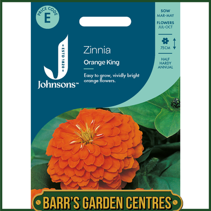 Johnsons - Zinnia Orange King - 100 Seeds