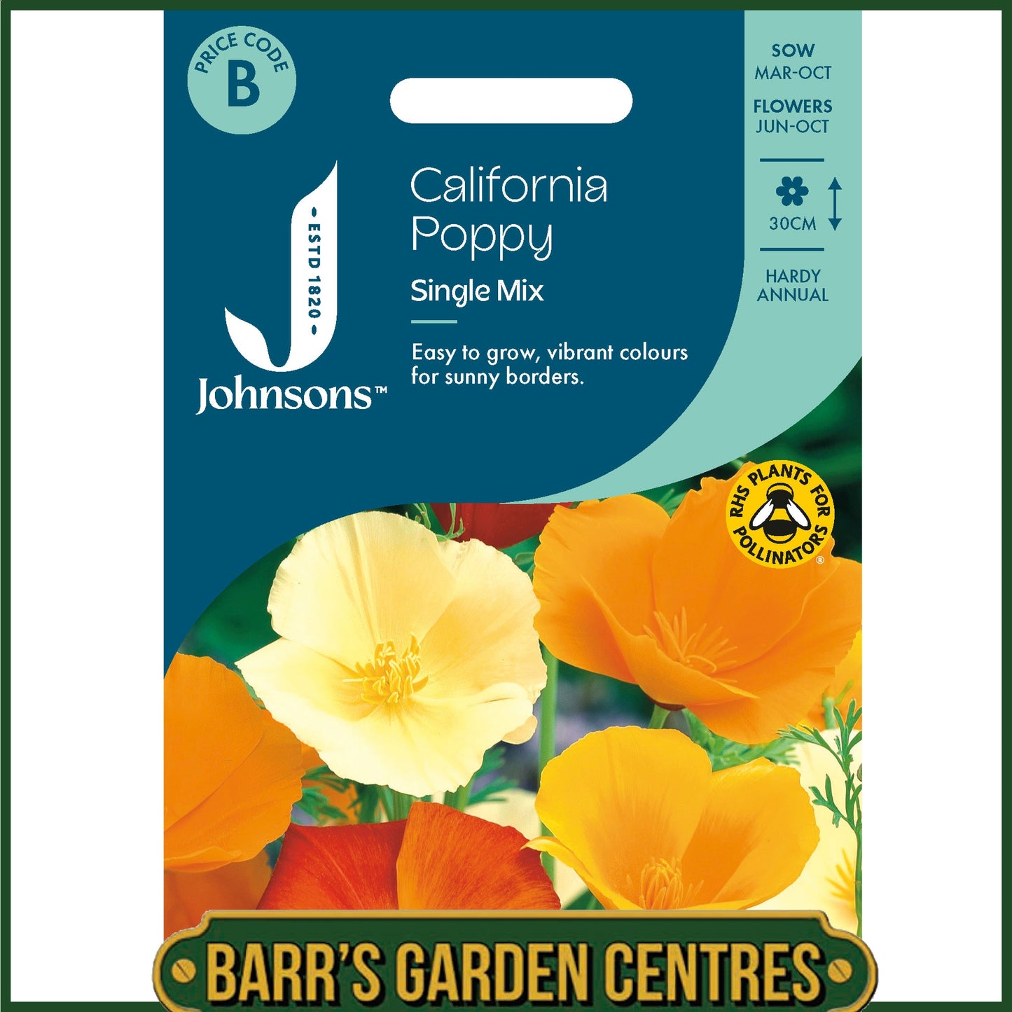 Johnsons - California Poppy Single Mix - 500 Seeds