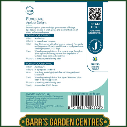 Johnsons - Foxglove Apricot Delight - 1000 Seeds