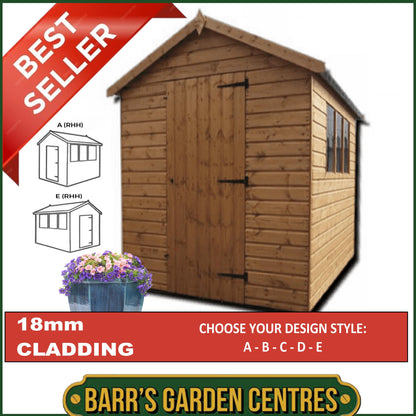Standard Apex Shed Upgraded to 18mm Cladding - Delivered Flat Packed
