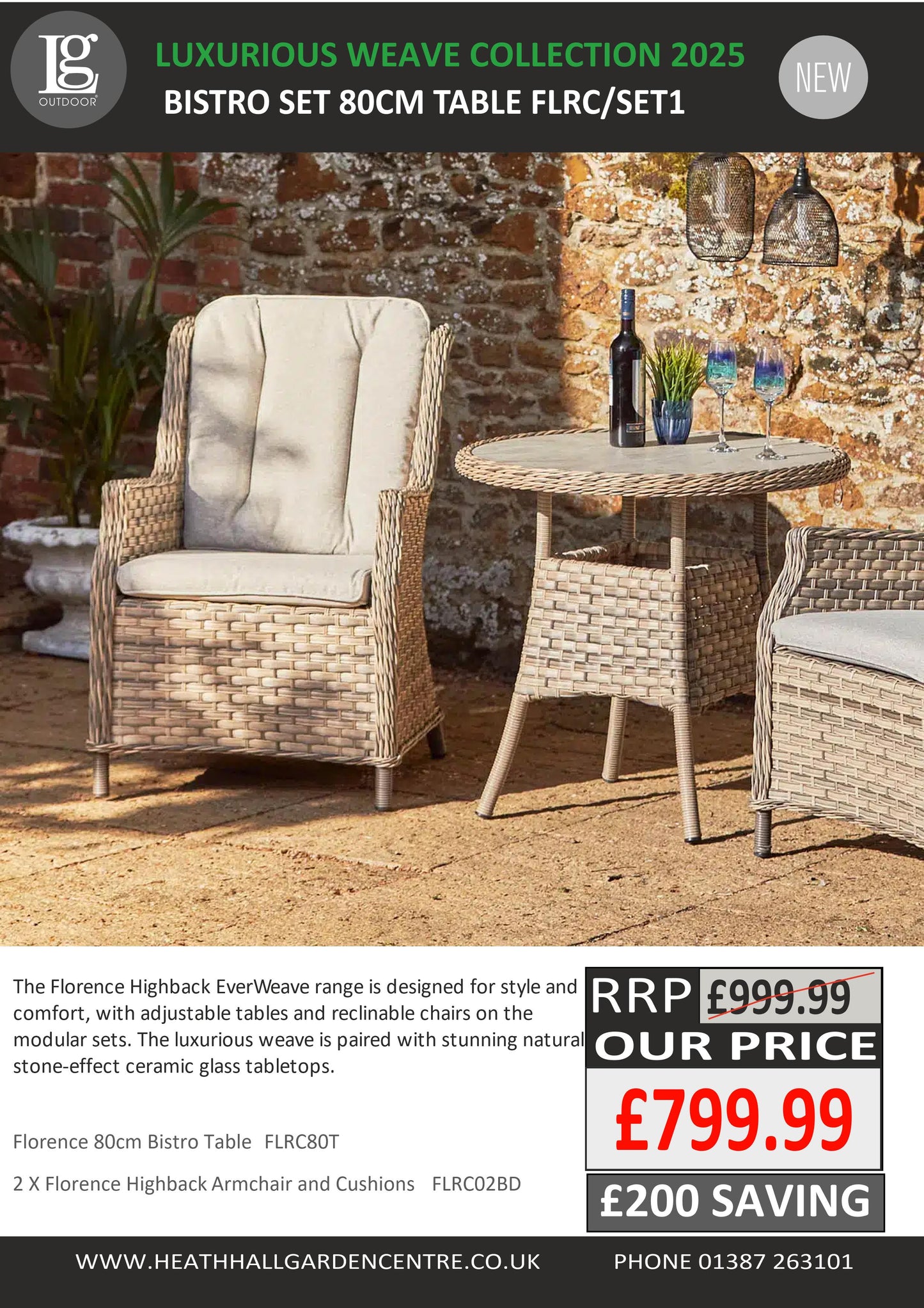 Florence 80cm Bistro Set