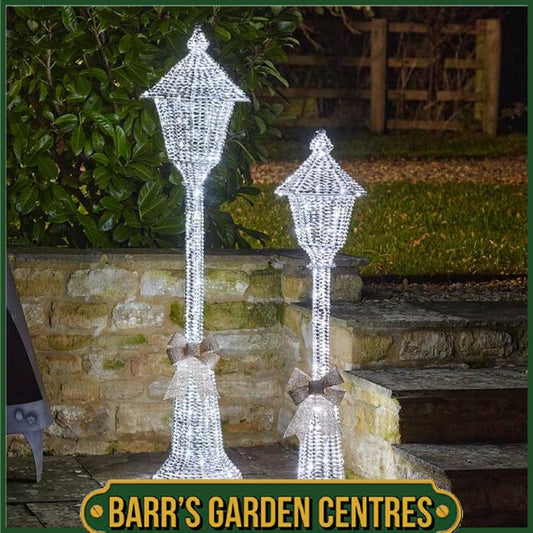 1.5m Glitter Twist Silver Twinkling Lamp Post