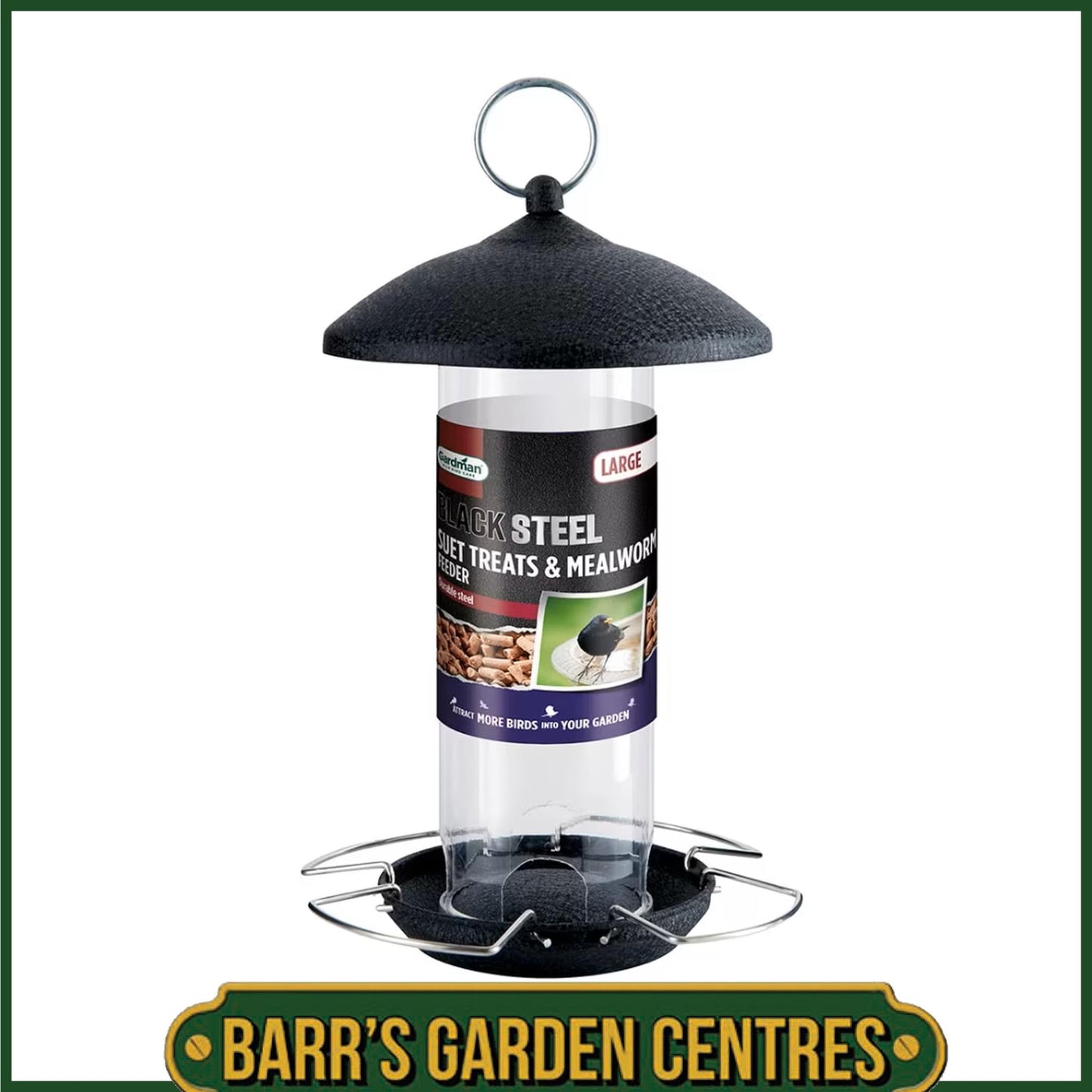 Gardman Black Steel Suet Treat & Mealworm Feeder