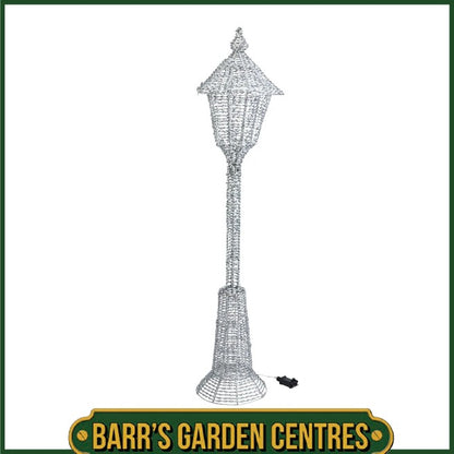 1.5m Glitter Twist Silver Twinkling Lamp Post