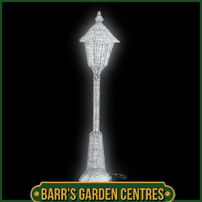 1.5m Glitter Twist Silver Twinkling Lamp Post