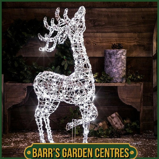 NOMA Blenheim Stag White Wicker Standing Light Up Reindeer