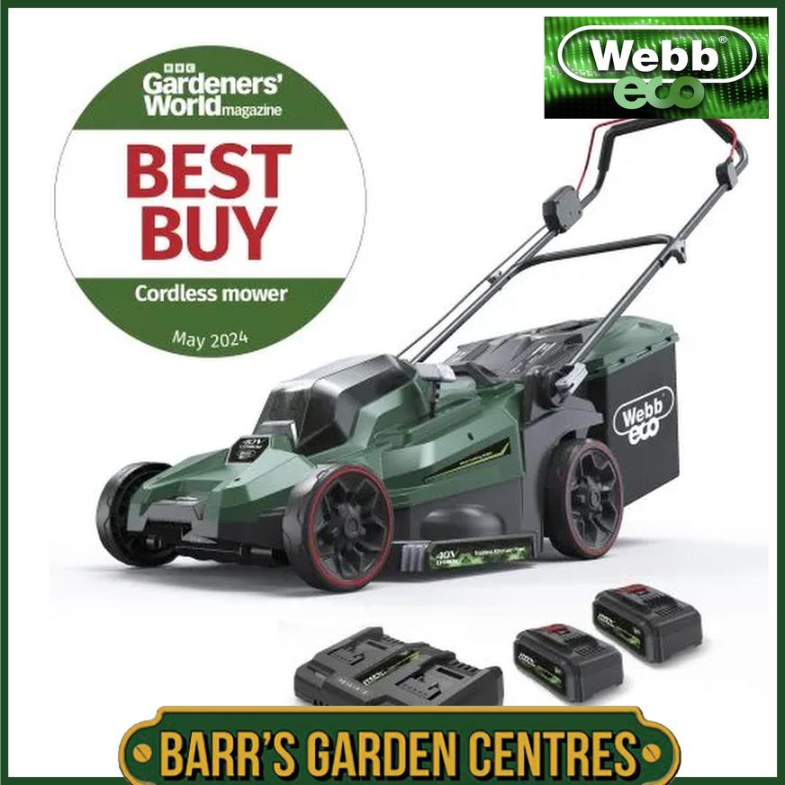 Webb Eco WEV20X2LM43B4X 40V 43cm (17″) Cordless Rotary Lawnmower (2 x 4Ah Battery & Dual Charger included)