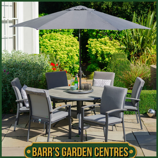 Turin Aluminium 6 Seater Dining Set with Lazy Susan